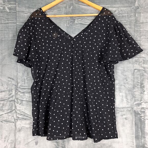 Womens Top 1X Whimsygoth Fairy Grunge Goth Sheer Hearts Dark Romantic Feminine - Picture 6 of 6